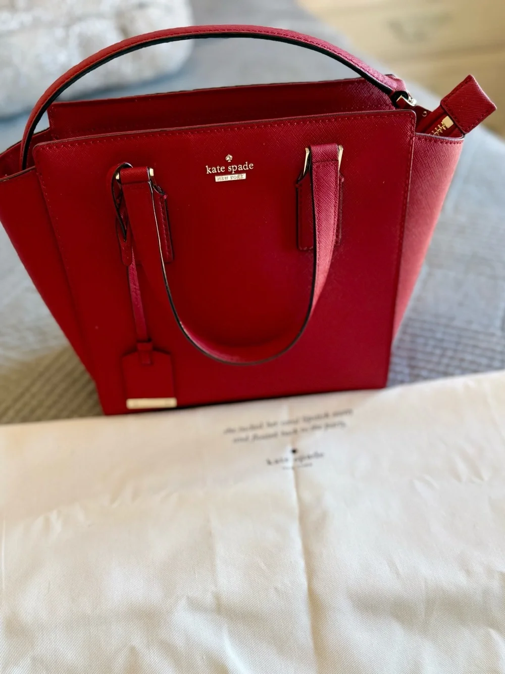 Kate Spade New York- Red Saffiano Leather Sachel